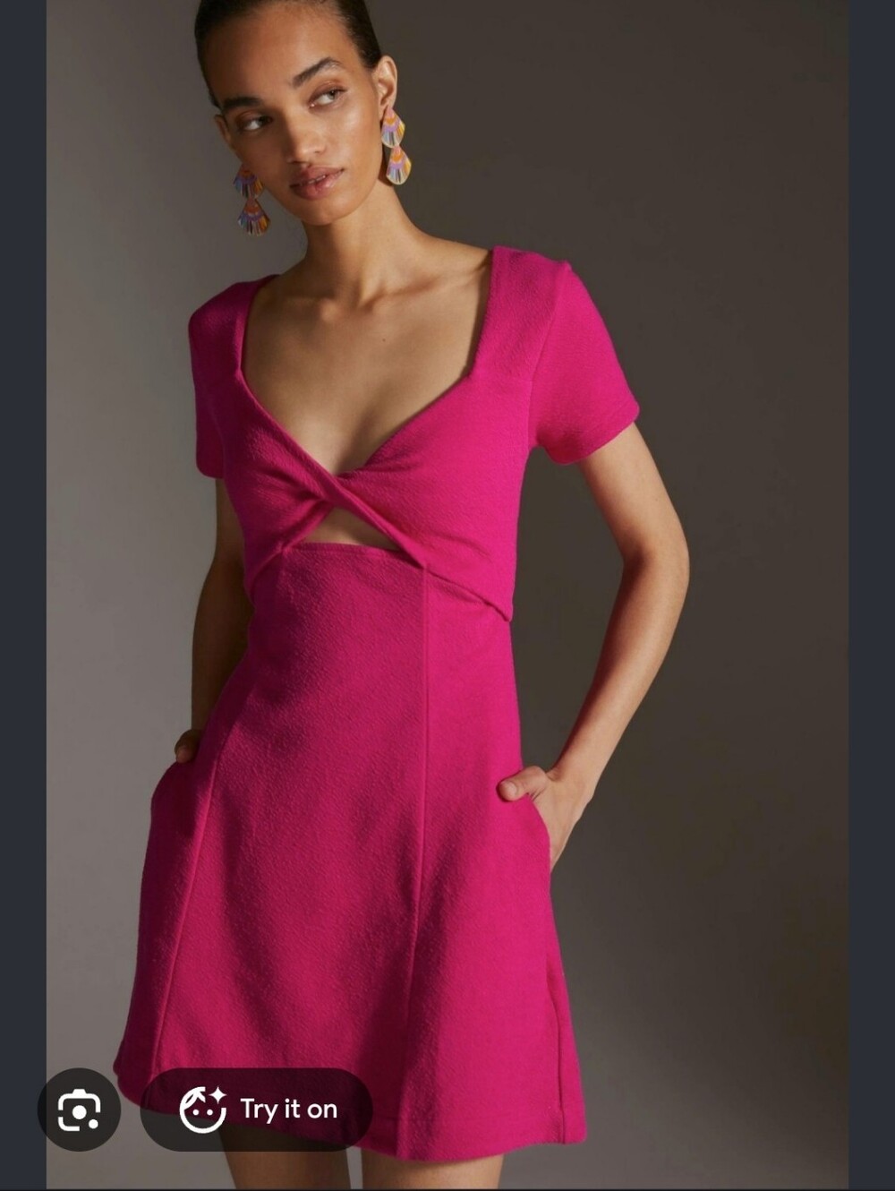 Anthropologie Fuchsia Twist Cutout Mini Dress